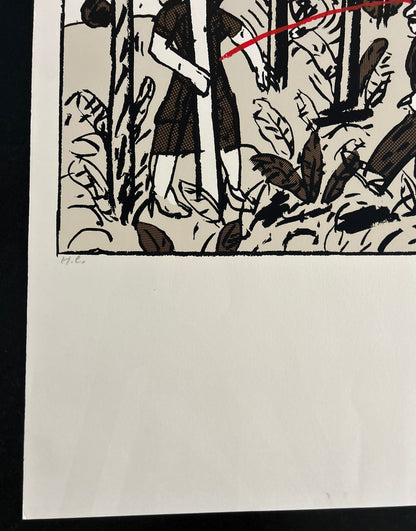 Lithographie, "La Ligne Rouge",Antonio Segui, 80s
