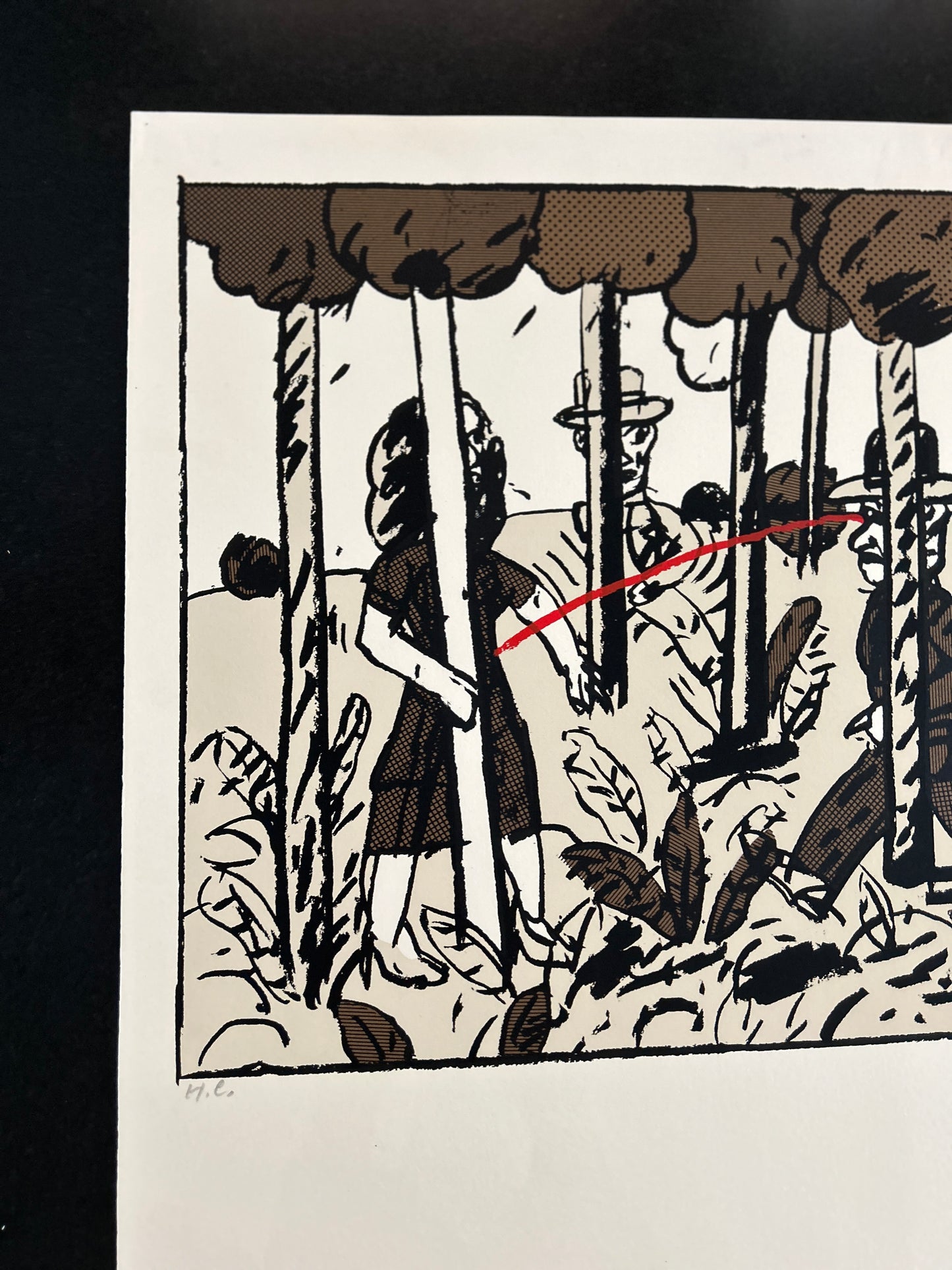Lithographie, "La Ligne Rouge",Antonio Segui, 80s