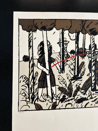 Lithographie, "La Ligne Rouge",Antonio Segui, 80s