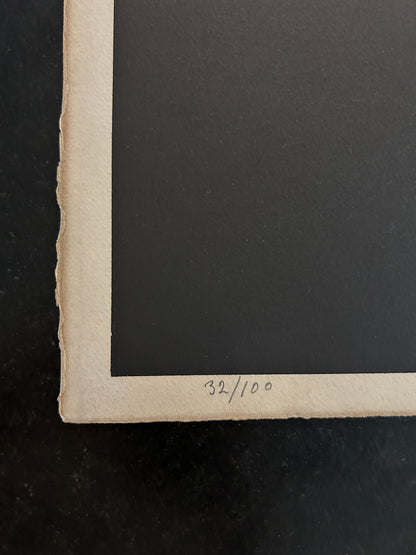 Lithographie GILIOLI, "Composition" rond bleu, 70s