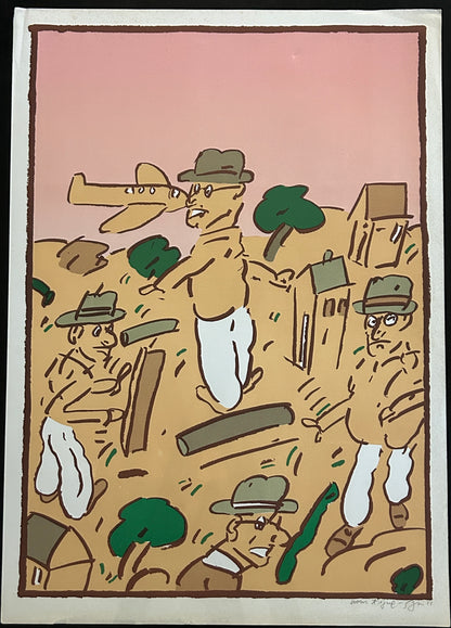 Lithographie, Hommes au Chapeau, Segui, 80s