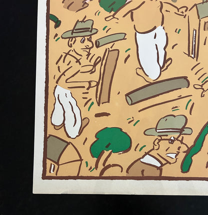 Lithographie, Hommes au Chapeau, Segui, 80s