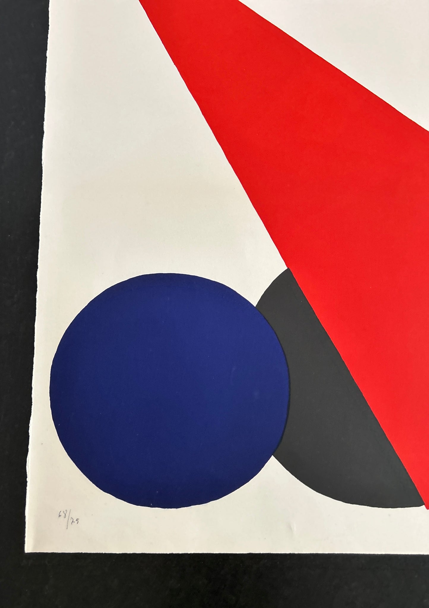 Lithographie GILIOLI, Composition aux cercles noir et bleu, 70s