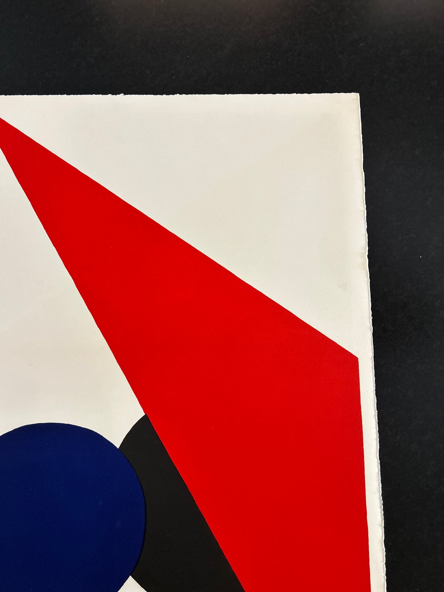 Lithographie GILIOLI, Composition aux cercles noir et bleu, 70s