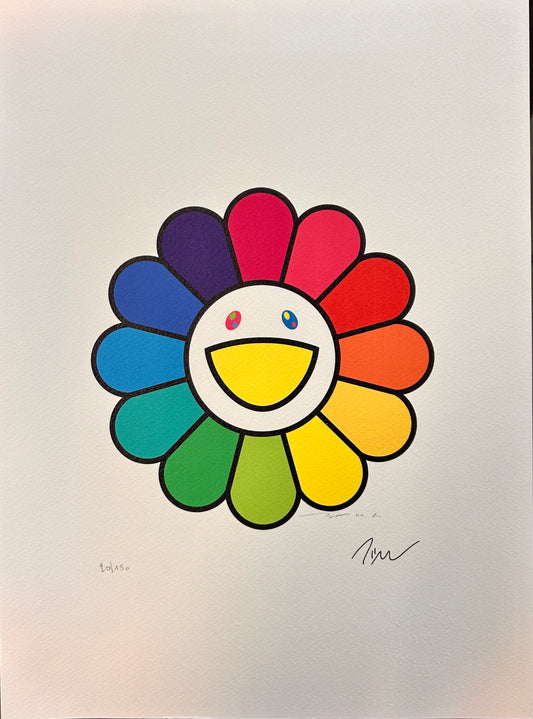 Serigraphie Takashi MURAKAMI, Smile on, Rainbow flower.