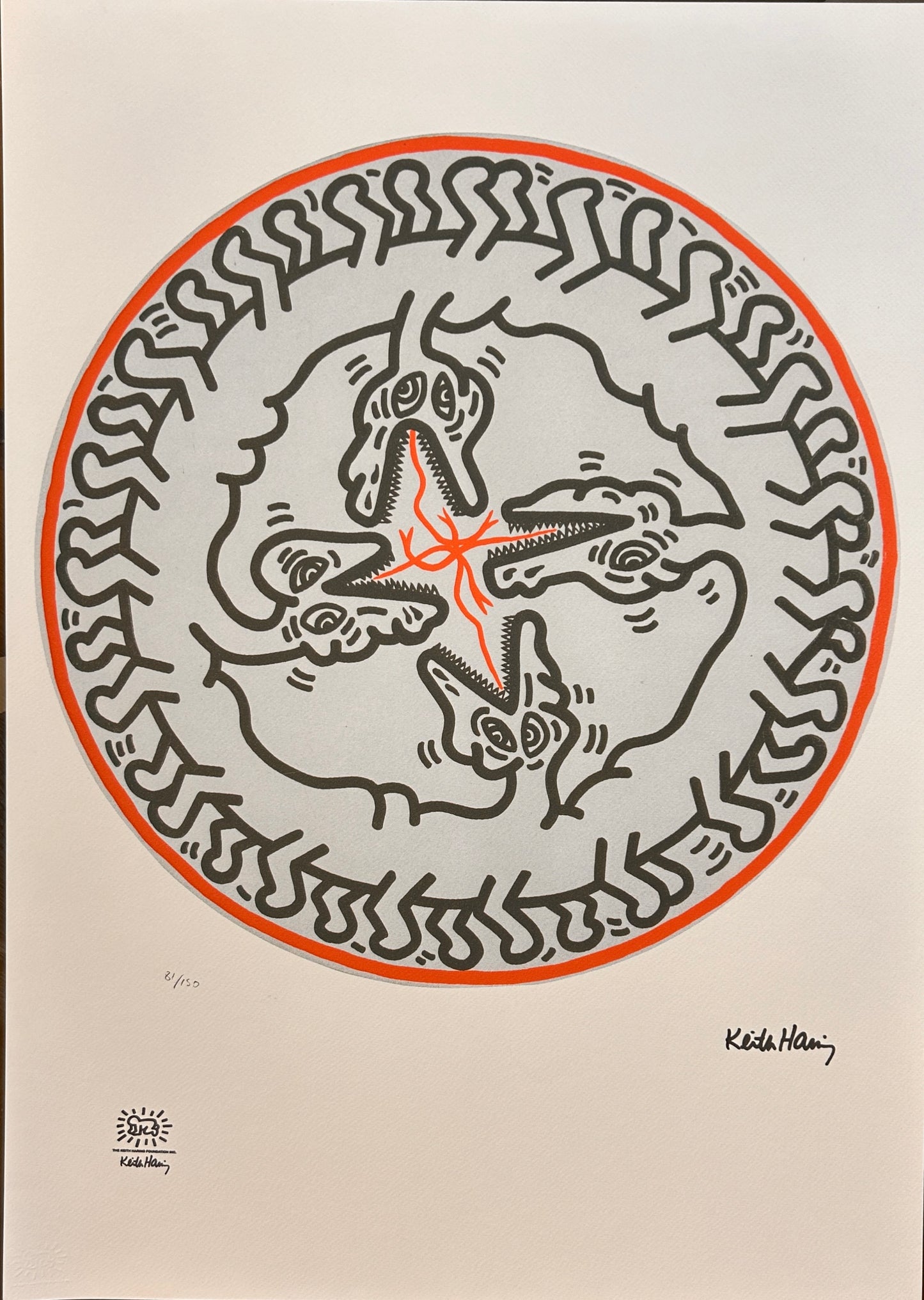 Sérigraphie Keith HARING, Dragon infini,