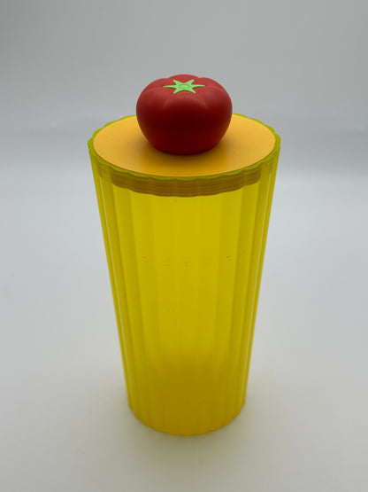 Boite à spaghetti "Rigatone" jaune, Stefano Giovannoni, Alessi , 80s