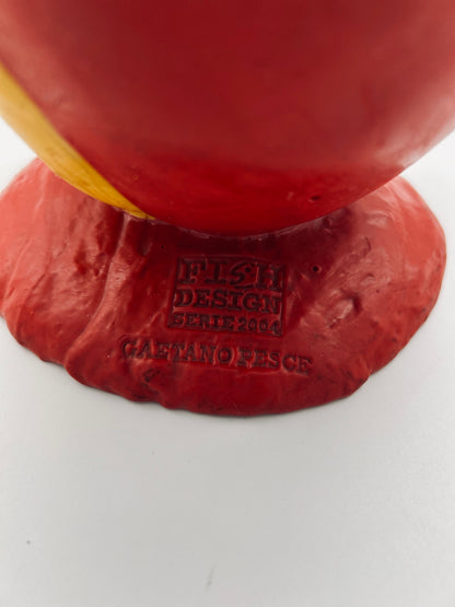 Vase en résine souple rouge et jaune, Gaetano Pesce, 2000s