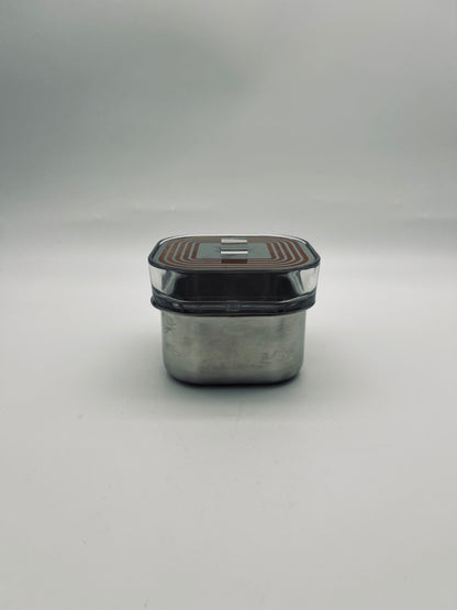 Seau à glace postmoderne, verre et acier, Roberto Sambonet 70s