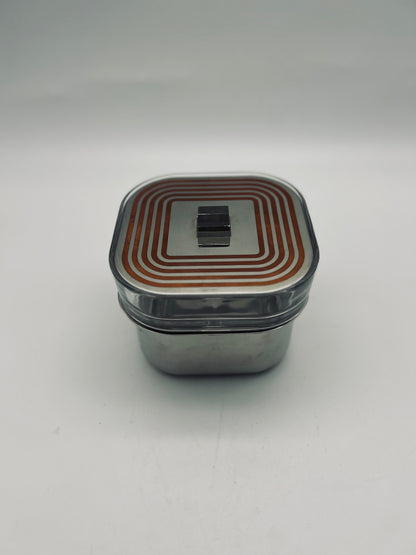 Seau à glace postmoderne, verre et acier, Roberto Sambonet 70s