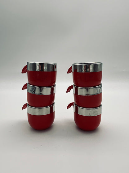 Set de tasses à café  Stella rouge, La Metallurgica Lux, Italie, 70s