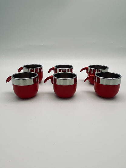 Set de tasses à café  Stella rouge, La Metallurgica Lux, Italie, 70s