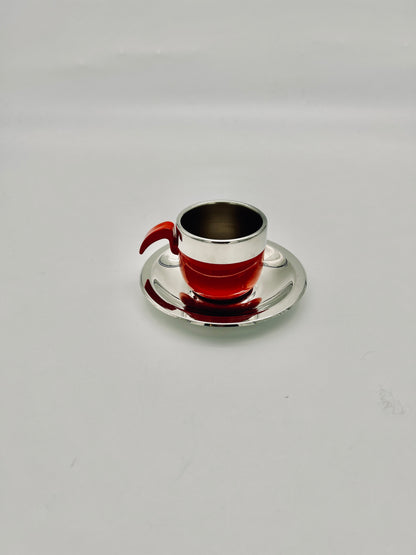 Set de tasses à café  Stella rouge, La Metallurgica Lux, Italie, 70s