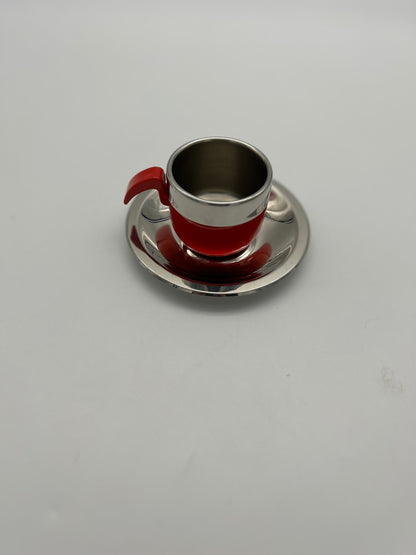 Set de tasses à café  Stella rouge, La Metallurgica Lux, Italie, 70s