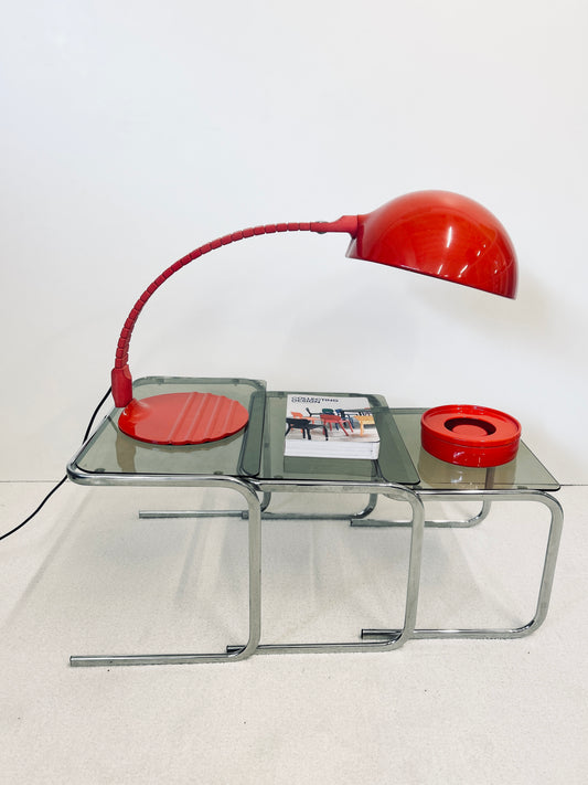 Lampe à poser rouge, Flex Calotta, Elio Martinelli, Martinelli Luce, 70s