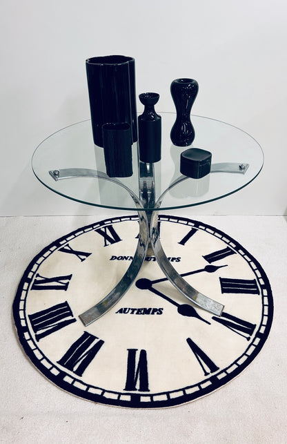 Table console verre tripode tulipe chrome, Roche Bobois, 70s