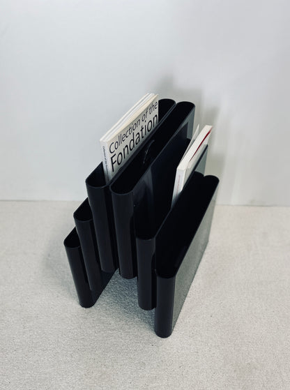 Porte-Revues Noir 6 compartiments, Giotto Stoppino, Kartell, 70s