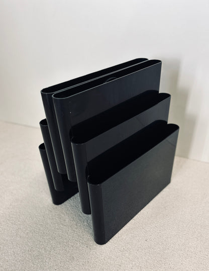 Porte-Revues Noir 6 compartiments, Giotto Stoppino, Kartell, 70s