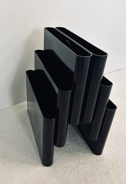 Porte-Revues Noir 6 compartiments, Giotto Stoppino, Kartell, 70s
