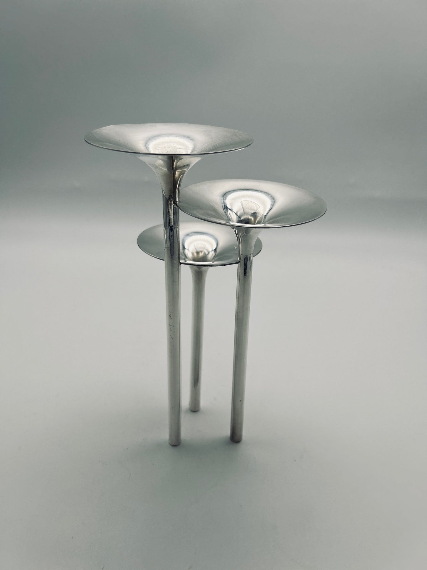 Chandelier bougeoirs trompettes, Lino Sabattini, Christofle, 70s