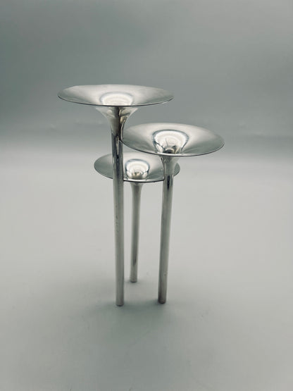 Chandelier bougeoirs trompettes, Lino Sabattini, Christofle, 70s