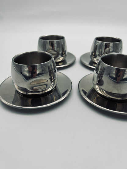 Tasses en acier, ART design, AMC, Italie, 70s