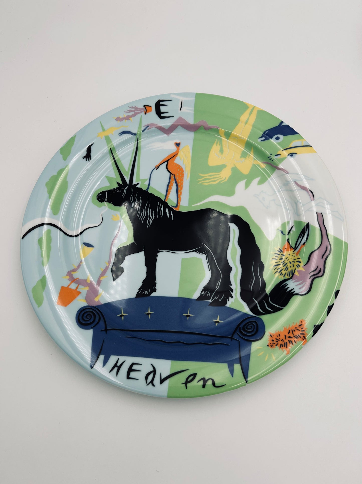 Assiettes pop motif licorne Bopla pour Langenthal, 2000s