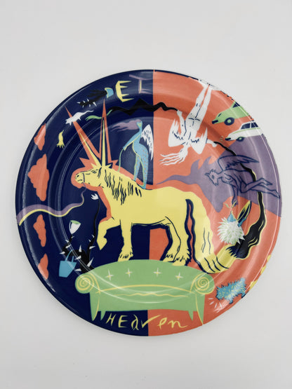 Assiettes pop motif licorne Bopla pour Langenthal, 2000s