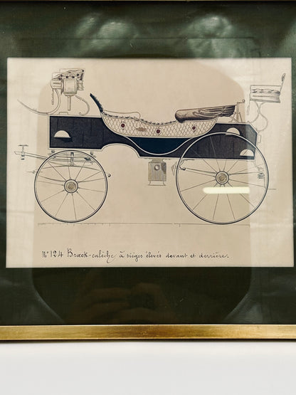 Gravure calèche encadrée, Hermès
