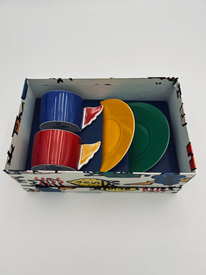 JC de Castelbajac coffee cups, Royal Limoges Manufactory, 2000s