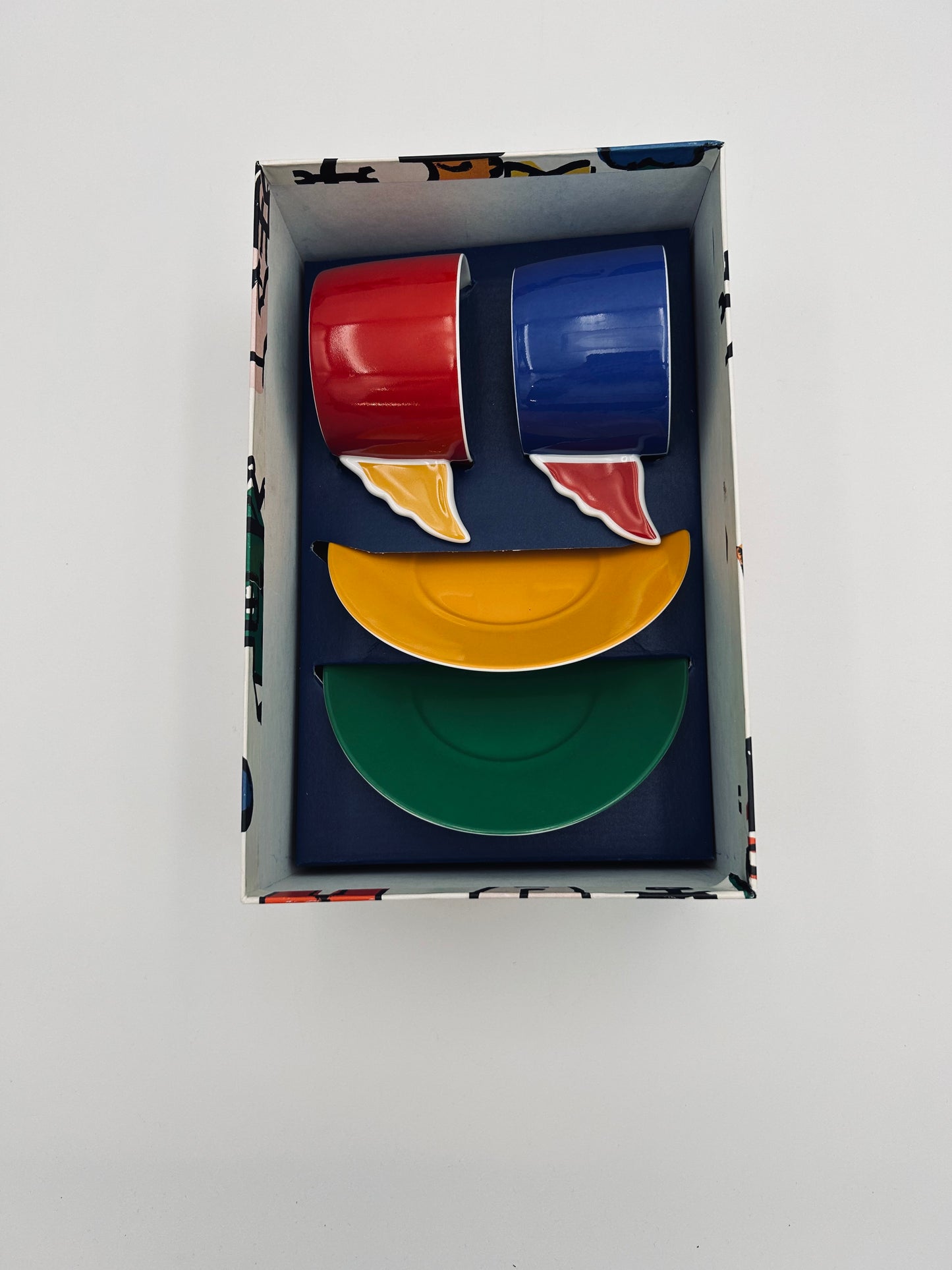 JC de Castelbajac coffee cups, Royal Limoges Manufactory, 2000s