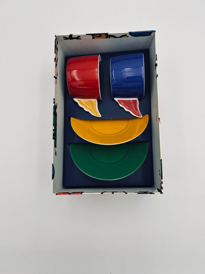 JC de Castelbajac coffee cups, Royal Limoges Manufactory, 2000s