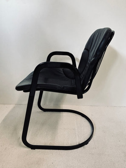 Fauteuil acier et cuir, Willy Rizzo, Cidue, 70s