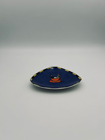 Blue triangular dessert plates by Dorothy Hafner, Rosenthal, 1980s