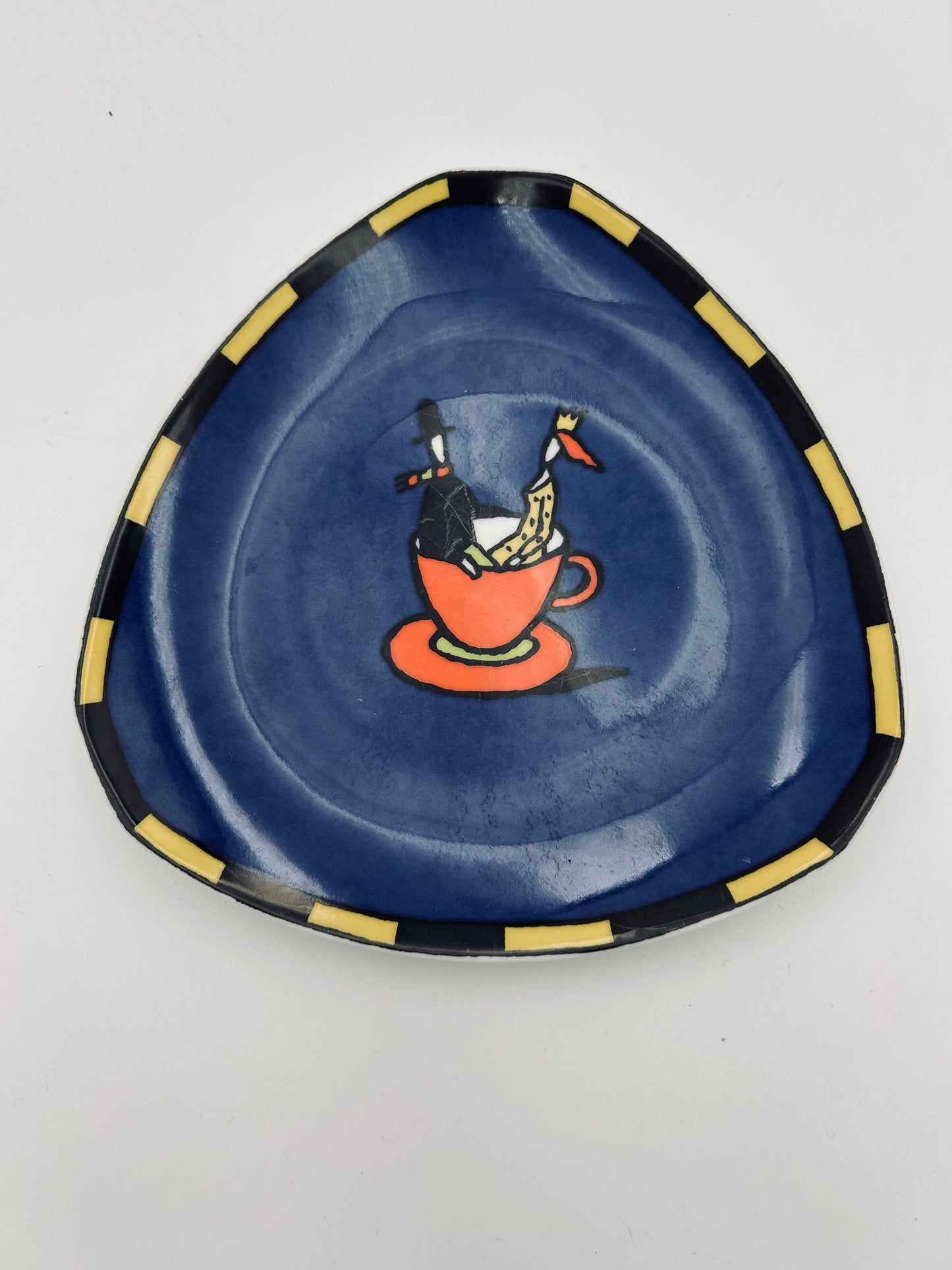 Blue triangular dessert plates by Dorothy Hafner, Rosenthal, 1980s