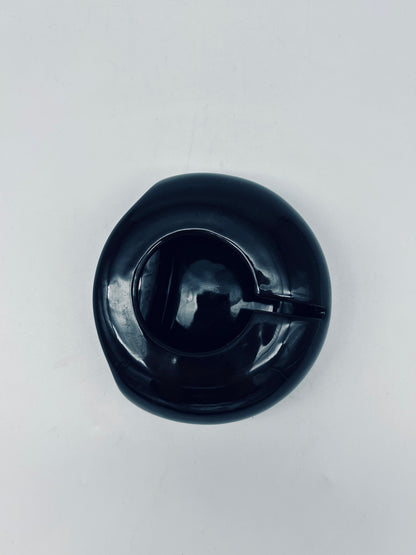 Black ceramic ashtray, Boccato Gigante Zambusi, Sicart, Italy, 1970s