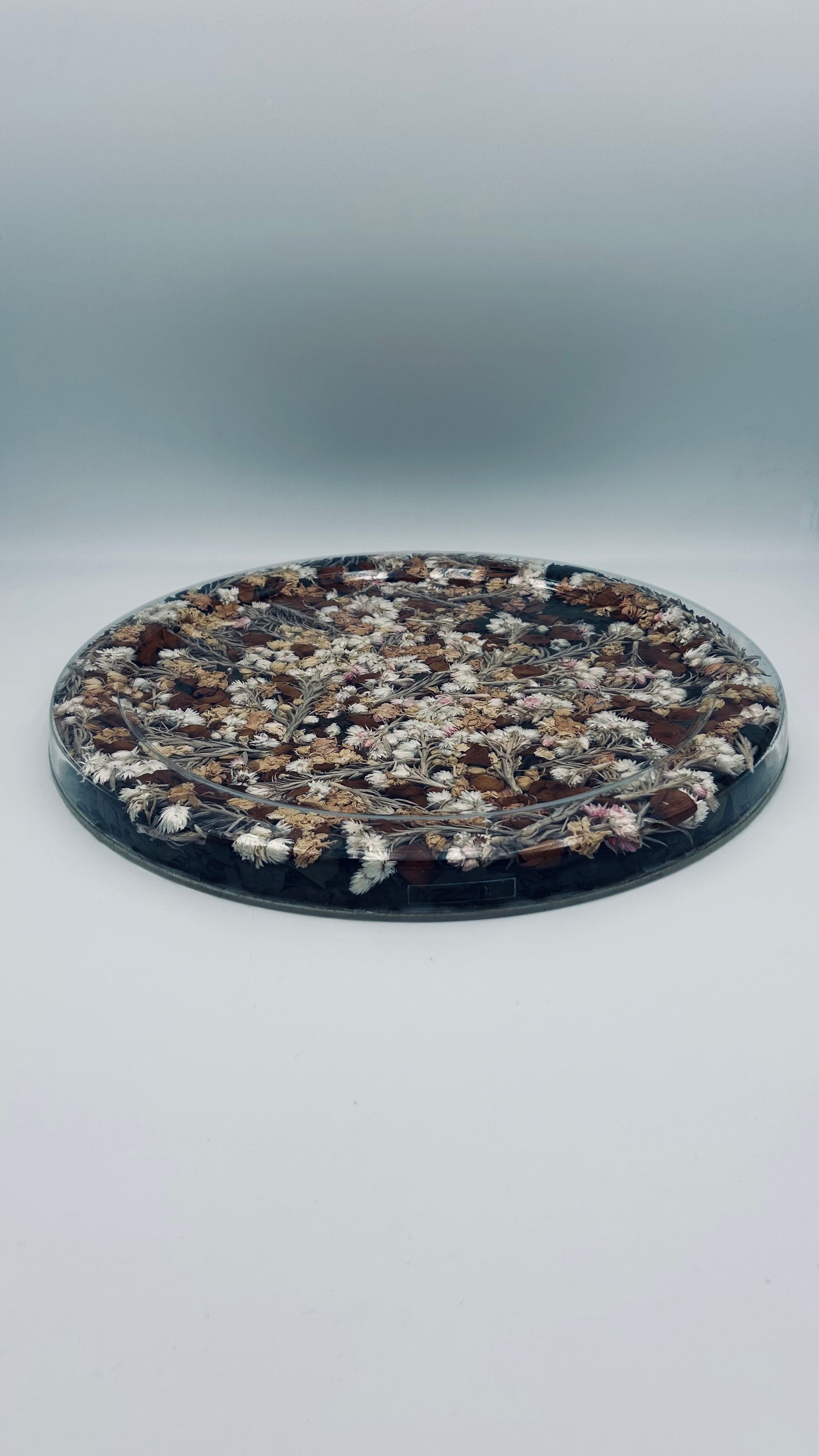 Plateau altuglass "Fleurs séchées", Maison Dior, 80s