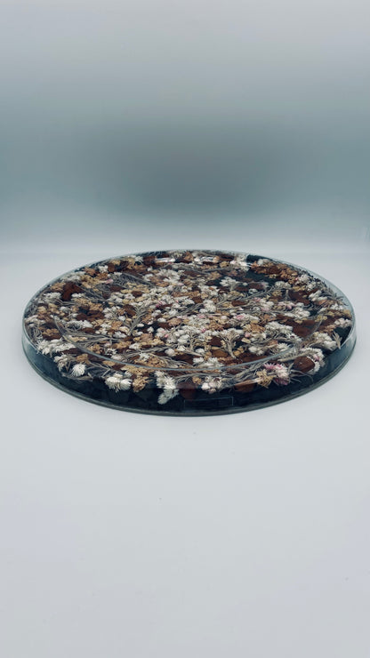 Plateau altuglass "Fleurs séchées", Maison Dior, 80s