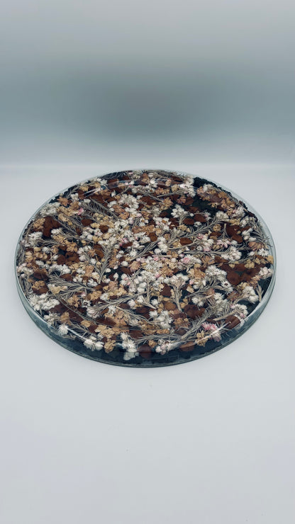 Plateau altuglass "Fleurs séchées", Maison Dior, 80s