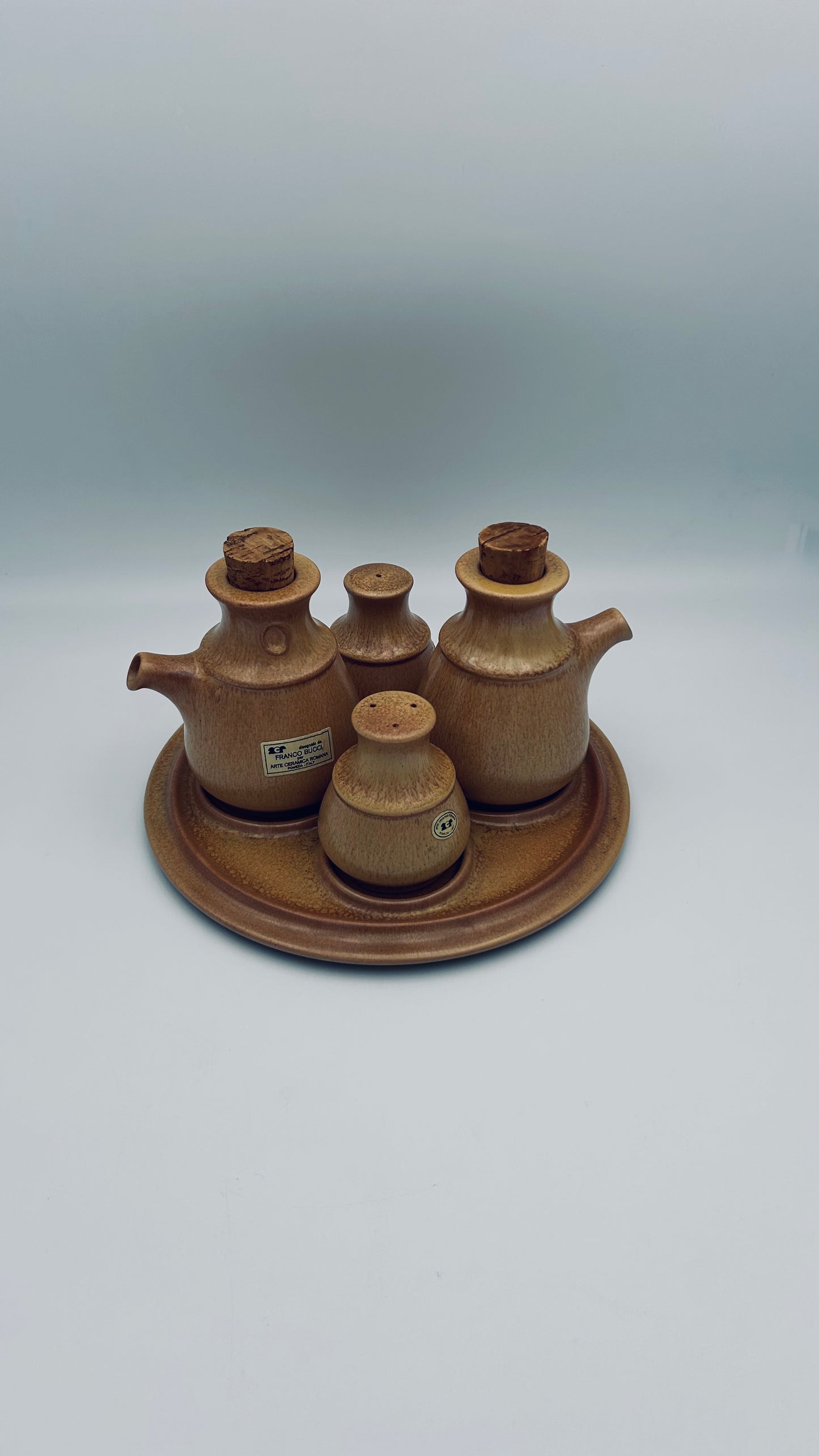 Serviteur à condiments en grès Franco Bucci, Arte Ceramica Romana, Italie, 70s