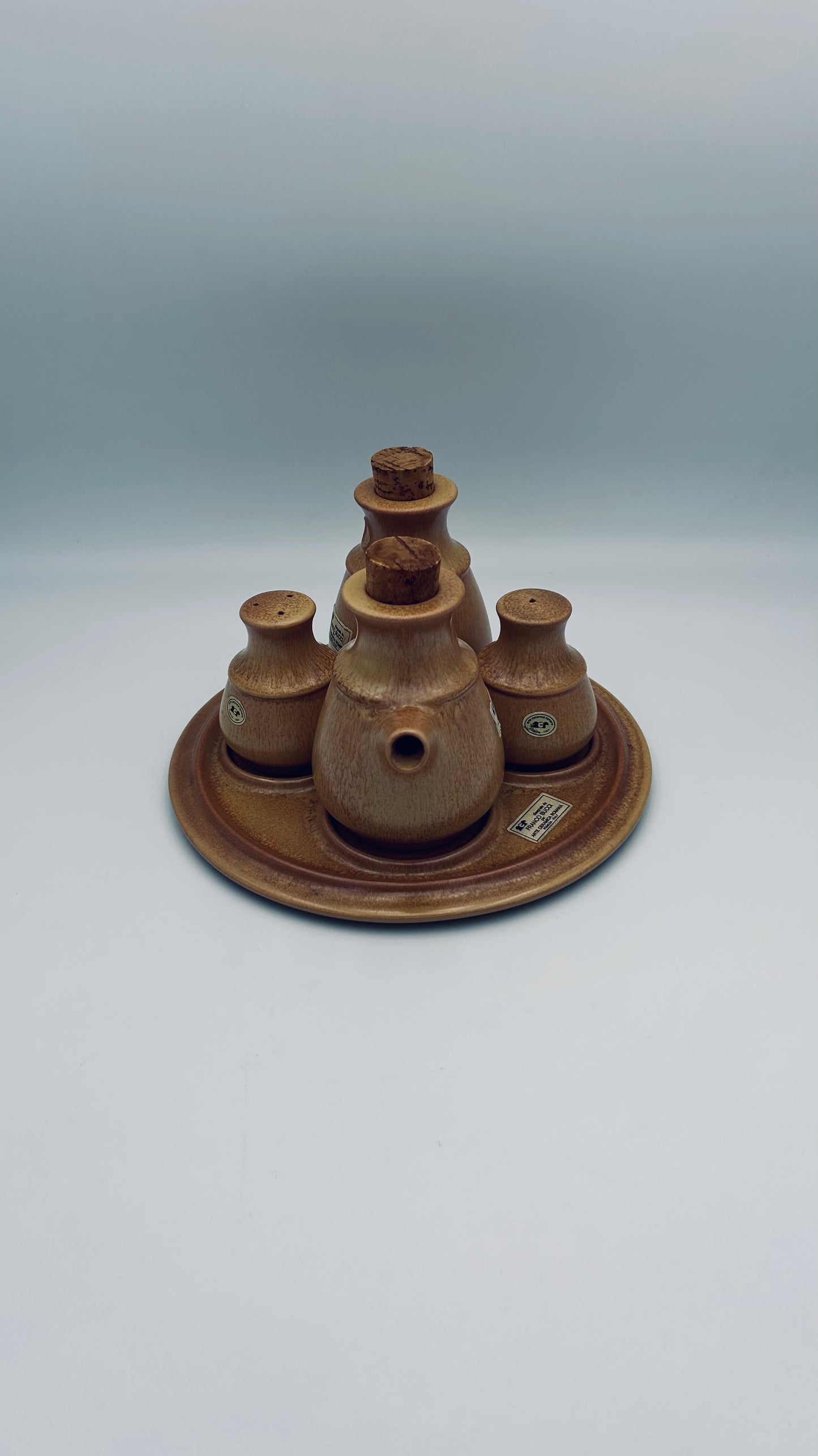 Serviteur à condiments en grès Franco Bucci, Arte Ceramica Romana, Italie, 70s