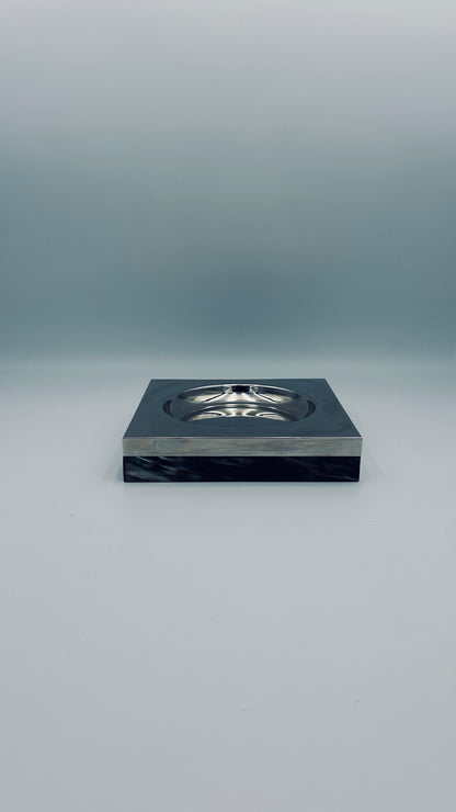 Cendrier carré, corne et métal, Ronson, 70s