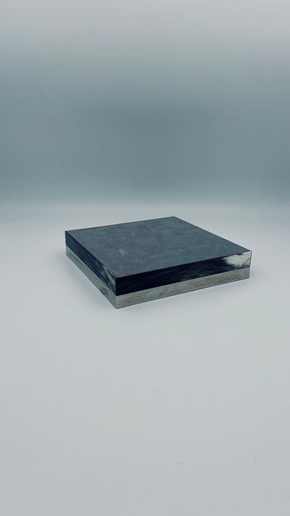 Cendrier carré, corne et métal, Ronson, 70s