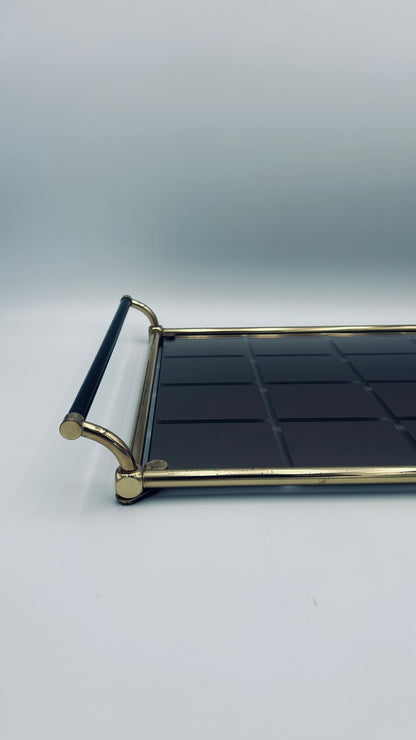 Plateau de service en laiton vintage, Italie, 70s