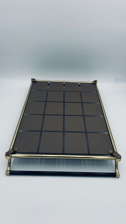 Plateau de service en laiton vintage, Italie, 70s