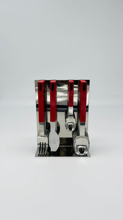 Set de couverts suspendus rouge Abert, Italie, 70s