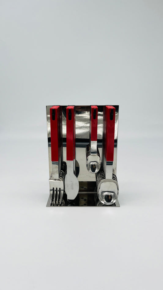 Set de couverts suspendus rouge Abert, Italie, 70s
