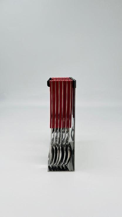 Set de couverts suspendus rouge Abert, Italie, 70s