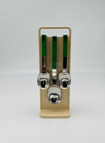 Set de couverts à dessert suspendus vert, Abert, Italie, 70s