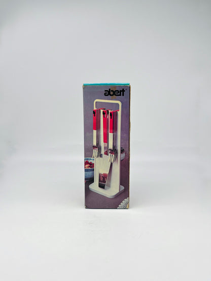 Set de couverts à dessert suspendus vert, Abert, Italie, 70s